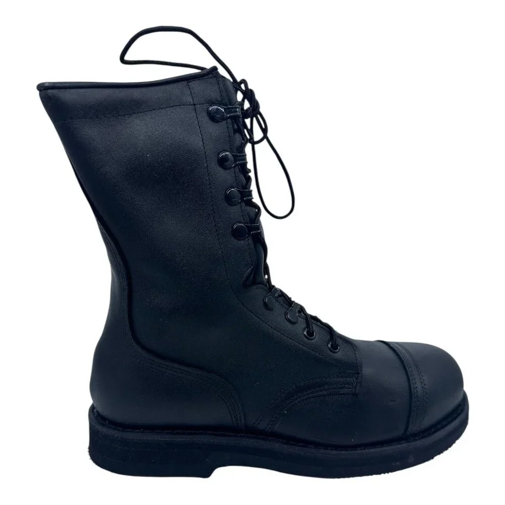 Addison Shoe Company Military Combat Boot‎ 9R Black Steel Toe Leather USA 963006